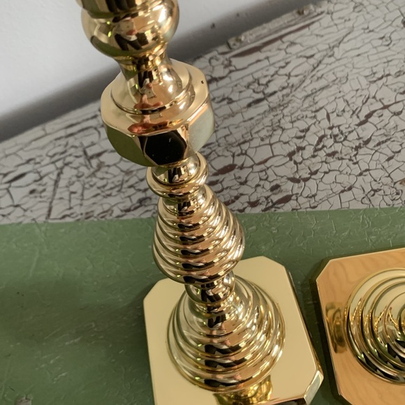 Baldwin Polished Brass Beehive Candle Holders Pair of Forged in America 9-3/4” - Picture 7 of 9